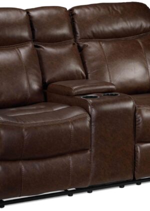 Scorpio Reclining Loveseat with Console - Whiskey Brown