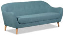 Calla 73.62" Linen-Look Fabric Condo Size Sofa with Button Tufting and Wood Legs - Blue | Sofa Calla de 73,62 po de format condo en tissu d’apparence lin avec capitonnage et pattes en bois - bleu
