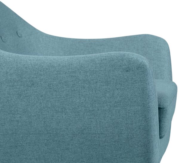 Calla 73.62" Linen-Look Fabric Condo Size Sofa with Button Tufting and Wood Legs - Blue | Sofa Calla de 73,62 po de format condo en tissu d’apparence lin avec capitonnage et pattes en bois - bleu - Image 3