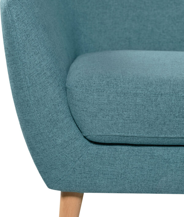 Calla 73.62" Linen-Look Fabric Condo Size Sofa with Button Tufting and Wood Legs - Blue | Sofa Calla de 73,62 po de format condo en tissu d’apparence lin avec capitonnage et pattes en bois - bleu - Image 4