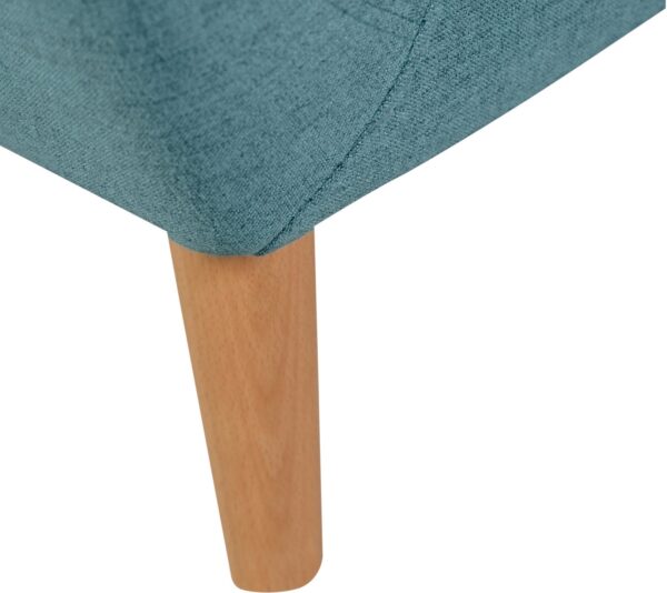 Calla 73.62" Linen-Look Fabric Condo Size Sofa with Button Tufting and Wood Legs - Blue | Sofa Calla de 73,62 po de format condo en tissu d’apparence lin avec capitonnage et pattes en bois - bleu - Image 5