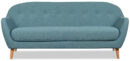 Calla 73.62" Linen-Look Fabric Condo Size Sofa with Button Tufting and Wood Legs - Blue | Sofa Calla de 73,62 po de format condo en tissu d’apparence lin avec capitonnage et pattes en bois - bleu