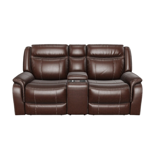 Scorpio Reclining Loveseat with Console - Whiskey Brown - Image 2