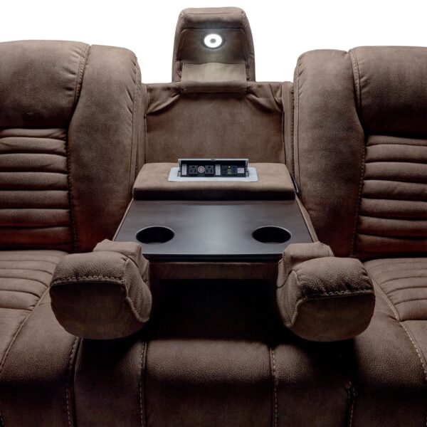 Dallas Reclining Sofa With Drop Down Table- Mocha - Image 8