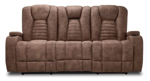 Dallas Reclining Sofa With Drop Down Table- Mocha - Image 3