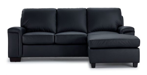 Icon Leather Sofa Chaise - Black - Image 2