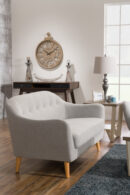 Calla 73.62" Linen-Look Fabric Condo  Size Sofa with Button Tufting and Wood Legs - Light Grey | Sofa Calla de 73,62 po de format condo en tissu d’apparence lin avec capitonnage et pattes en bois - gris clair