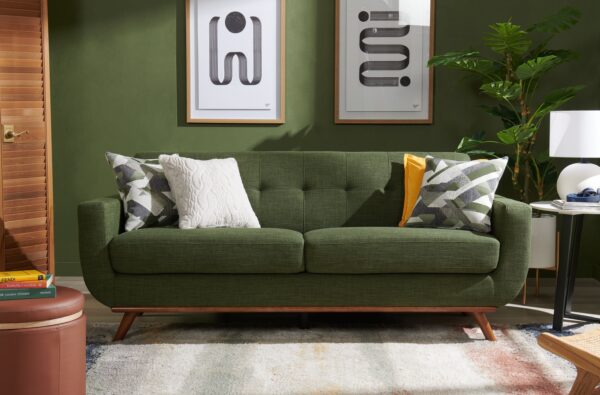Kort & Co. Freeman 80” Linen-Look Fabric Condo Size Sofa with Wood Legs - Avocado Green | Sofa Freeman de Kort & Co. de 80 po de format condo en tissu d’apparence lin avec base et pattes en bois - vert avocat - Image 12