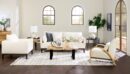 Cindy Crawford Home Gena 78.7" Linen-Look Fabric Condo Size Sofa with Removable Back Cushions - Cotton White | Sofa Gena de Cindy Crawford Home de 78,7 po de format condo en tissu d’apparence lin avec coussins de dossier amovibles - blanc coton