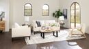 Cindy Crawford Home Gena 78.7" Linen-Look Fabric Condo Size Sofa with Removable Back Cushions - Cotton White | Sofa Gena de Cindy Crawford Home de 78,7 po de format condo en tissu d’apparence lin avec coussins de dossier amovibles - blanc coton