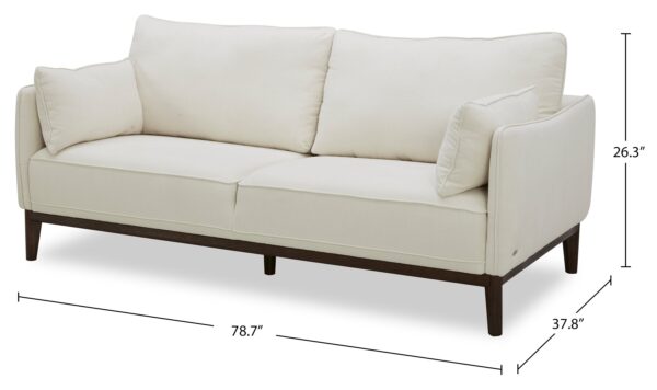 Cindy Crawford Home Gena 78.7" Linen-Look Fabric Condo Size Sofa with Removable Back Cushions - Cotton White | Sofa Gena de Cindy Crawford Home de 78,7 po de format condo en tissu d’apparence lin avec coussins de dossier amovibles - blanc coton - Image 14