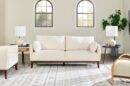 Cindy Crawford Home Gena 78.7" Linen-Look Fabric Condo Size Sofa with Removable Back Cushions - Cotton White | Sofa Gena de Cindy Crawford Home de 78,7 po de format condo en tissu d’apparence lin avec coussins de dossier amovibles - blanc coton