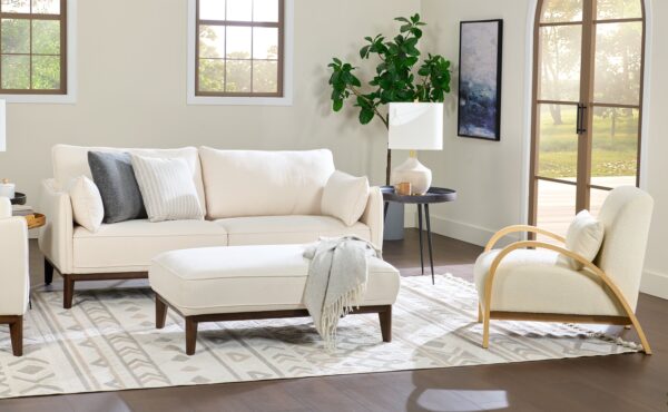 Cindy Crawford Home Gena 78.7" Linen-Look Fabric Condo Size Sofa with Removable Back Cushions - Cotton White | Sofa Gena de Cindy Crawford Home de 78,7 po de format condo en tissu d’apparence lin avec coussins de dossier amovibles - blanc coton - Image 12