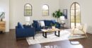 Cindy Crawford Home Gena 78.7" Linen-Look Fabric Condo Size Sofa with Removable Back Cushions - Midnight Blue | Sofa Gena de Cindy Crawford Home de 78,7 po de format condo en tissu d’apparence lin avec coussins de dossier amovibles - bleu minuit