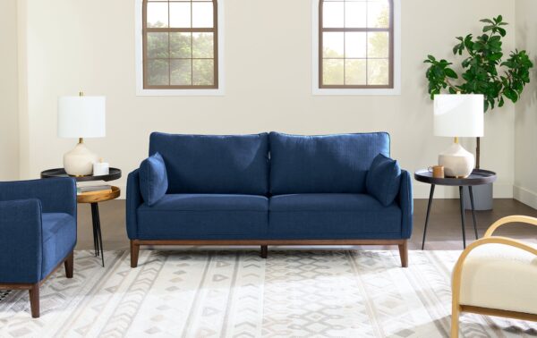 Cindy Crawford Home Gena 78.7" Linen-Look Fabric Condo Size Sofa with Removable Back Cushions - Midnight Blue | Sofa Gena de Cindy Crawford Home de 78,7 po de format condo en tissu d’apparence lin avec coussins de dossier amovibles - bleu minuit - Image 12