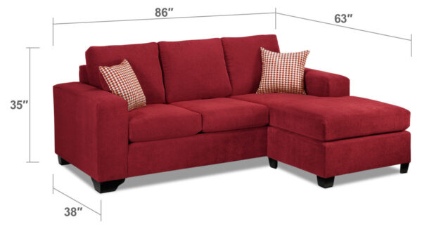 Fava Chaise Sofa - Red - Image 10