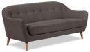 Calla 73.62" Linen-Look Fabric Condo Size Sofa with Button Tufting and Wood Legs - Dark Grey | Sofa Calla de 73,62 po de format condo en tissu d’apparence lin avec capitonnage et pattes en bois - gris foncé