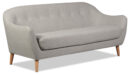 Calla 73.62" Linen-Look Fabric Condo  Size Sofa with Button Tufting and Wood Legs - Light Grey | Sofa Calla de 73,62 po de format condo en tissu d’apparence lin avec capitonnage et pattes en bois - gris clair