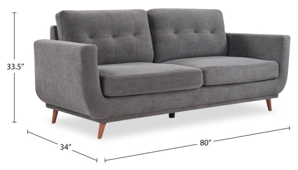 Cosmo 80" Fabric Sofa with Tufted Back Cushions - Charcoal | Sofa Cosmo de 80 po en tissu avec coussins de dossier capitonnés - anthracite - Image 7
