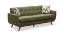 Kort & Co. Freeman 80” Linen-Look Fabric Condo Size Sofa with Wood Legs - Avocado Green | Sofa Freeman de Kort & Co. de 80 po de format condo en tissu d’apparence lin avec base et pattes en bois - vert avocat