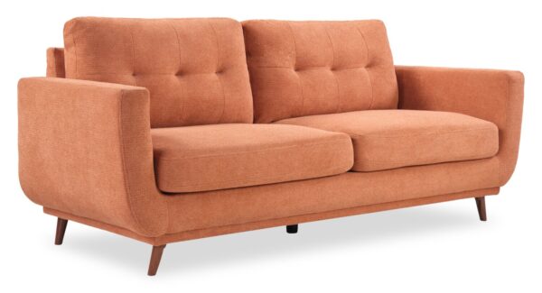 Cosmo 80" Fabric Sofa with Tufted Back Cushions - Orange | Sofa Cosmo de 80 po en tissu avec coussins de dossier capitonnés - orangé - Image 2