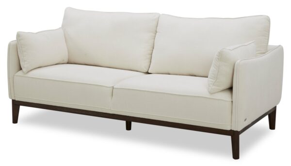 Cindy Crawford Home Gena 78.7" Linen-Look Fabric Condo Size Sofa with Removable Back Cushions - Cotton White | Sofa Gena de Cindy Crawford Home de 78,7 po de format condo en tissu d’apparence lin avec coussins de dossier amovibles - blanc coton - Image 2