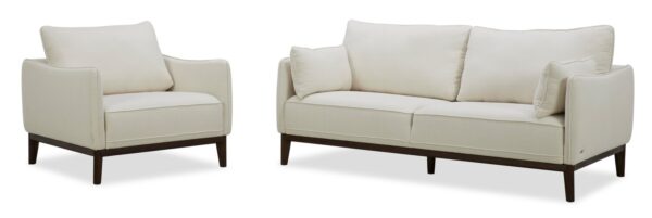 Cindy Crawford Home Gena 78.7" Linen-Look Fabric Condo Size Sofa with Removable Back Cushions - Cotton White | Sofa Gena de Cindy Crawford Home de 78,7 po de format condo en tissu d’apparence lin avec coussins de dossier amovibles - blanc coton - Image 8