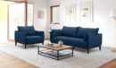 Cindy Crawford Home Gena 78.7" Linen-Look Fabric Condo Size Sofa with Removable Back Cushions - Midnight Blue | Sofa Gena de Cindy Crawford Home de 78,7 po de format condo en tissu d’apparence lin avec coussins de dossier amovibles - bleu minuit