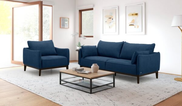 Cindy Crawford Home Gena 78.7" Linen-Look Fabric Condo Size Sofa with Removable Back Cushions - Midnight Blue | Sofa Gena de Cindy Crawford Home de 78,7 po de format condo en tissu d’apparence lin avec coussins de dossier amovibles - bleu minuit - Image 9