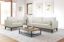 Cindy Crawford Home Gena 78.7" Linen-Look Fabric Condo Size Sofa with Removable Back Cushions - Cotton White | Sofa Gena de Cindy Crawford Home de 78,7 po de format condo en tissu d’apparence lin avec coussins de dossier amovibles - blanc coton