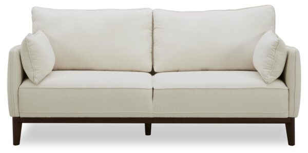 Cindy Crawford Home Gena 78.7" Linen-Look Fabric Condo Size Sofa with Removable Back Cushions - Cotton White | Sofa Gena de Cindy Crawford Home de 78,7 po de format condo en tissu d’apparence lin avec coussins de dossier amovibles - blanc coton