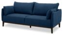 Cindy Crawford Home Gena 78.7" Linen-Look Fabric Condo Size Sofa with Removable Back Cushions - Midnight Blue | Sofa Gena de Cindy Crawford Home de 78,7 po de format condo en tissu d’apparence lin avec coussins de dossier amovibles - bleu minuit