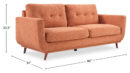 Cosmo 80" Fabric Sofa with Tufted Back Cushions - Orange | Sofa Cosmo de 80 po en tissu avec coussins de dossier capitonnés - orangé