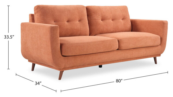 Cosmo 80" Fabric Sofa with Tufted Back Cushions - Orange | Sofa Cosmo de 80 po en tissu avec coussins de dossier capitonnés - orangé - Image 7