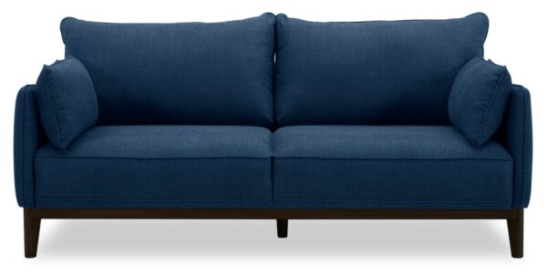 Cindy Crawford Home Gena 78.7" Linen-Look Fabric Condo Size Sofa with Removable Back Cushions - Midnight Blue | Sofa Gena de Cindy Crawford Home de 78,7 po de format condo en tissu d’apparence lin avec coussins de dossier amovibles - bleu minuit