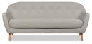 Calla 73.62" Linen-Look Fabric Condo  Size Sofa with Button Tufting and Wood Legs - Light Grey | Sofa Calla de 73,62 po de format condo en tissu d’apparence lin avec capitonnage et pattes en bois - gris clair