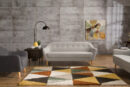 Calla 73.62" Linen-Look Fabric Condo  Size Sofa with Button Tufting and Wood Legs - Light Grey | Sofa Calla de 73,62 po de format condo en tissu d’apparence lin avec capitonnage et pattes en bois - gris clair
