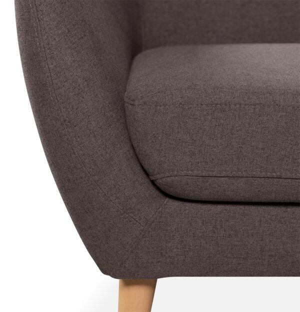 Calla 73.62" Linen-Look Fabric Condo Size Sofa with Button Tufting and Wood Legs - Dark Grey | Sofa Calla de 73,62 po de format condo en tissu d’apparence lin avec capitonnage et pattes en bois - gris foncé - Image 4
